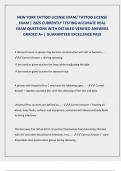 NEW YORK TATTOO LICENSE EXAM&sol; TATTOO LICENSE  EXAM &vert; 2025 CURRENTLY TESTING ACCURATE REAL  EXAM QUESTIONS WITH DETAILED VERIFIED ANSWERS  GRADED A&plus; &vert; GUARANTEED EXCELLENCE PASS