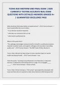 TCDHA RAD MIDTERM AND FINAL EXAM &vert; 2025  CURRENTLY TESTING ACCURATE REAL EXAM  QUESTIONS WITH DETAILED ANSWERS GRADED A&plus;  &vert; GUARANTEED EXCELLENCE PASS