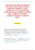 COPE HEALTH SCHOLAR WRITTEN  TEST FINAL EXAM 2025 NEWEST 2  VERSIONS &lpar;VERSION A AND B&rpar;  COMPLETE ACTUAL QUESTIONS  WITH DETAILED VERIFIED ANSWERS  &lpar;100&percnt; CORRECT ANSWERS&rpar;  &sol;ALREADY GRADED A&plus; &sol;&sol;BRAND  NEW&excl;&excl;