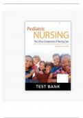 Test Bank Pediatric Nursing The Critical Components of Nursing Care 2nd Edition Rudd &vert;Complete Guide A&plus; All Chapters Included LATEST UPDATE&excl;&excl;&excl;