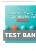 TEST BANK FOR Yoder-Wise's Leading and Managing in Canadian Nursing&comma; 2nd Edition by Patricia S&period; Yoder-Wise&comma; Janice Waddell&comma; and Nancy Walton ISBN&colon; 9781771721677 ALL CHAPTERS COVERED  100&percnt; VERIFIED A&plus; GRADE ASSURED&excl;&excl;&excl;&excl;&excl;NEW LATEST UPDATE&excl;&excl;&excl;&excl;&excl;