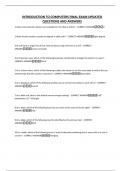INTRODUCTION TO COMPUTERS FINAL EXAM UPDATED QUESTIONS AND ANSWERS