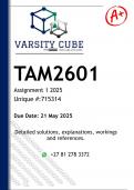 TAM2601 Assignment 1 &lpar;DETAILED ANSWERS&rpar; 2025 - DISTINCTION GUARANTEED