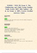 NUR254 &sol; NUR 254 Exam 2&colon; The Childbearing and Child Caring Families Guide &lpar;Latest 2025&sol; 2026 Update&rpar; &vert; Qs & As&vert; Grade A&vert; 100&percnt; Correct &lpar;Verified Answers&rpar;- Galen