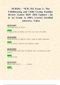 NUR254 &sol; NUR 254 Exams 1 & 2&colon; The Childbearing and Child Caring Families &lpar;Latest 2025&sol; 2026 Updates STUDY BUNDLE WITH COMPLETE SOLUTIONS&rpar; &vert; Qs & As&vert; Grade A&vert; 100&percnt; Correct &lpar;Verified Answers&rpar;- Galen