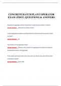 CONCRETE BATCH PLANT OPERATOR EXAM &lpar;FDOT&rpar; QUESTIONS & ANSWERS