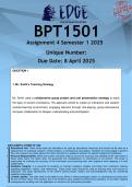 BPT1501 Assignment 4 &lpar;ANSWERS&rpar; Semester 1 2025 - DISTINCTION GUARANTEED
