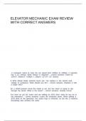 ELEVATOR MECHANIC EXAM REVIEW WITH CORRECT ANSWERS
