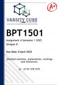 BPT1501 Assignment 4 &lpar;DETAILED ANSWERS&rpar; Semester 1 2025 - DISTINCTION GUARANTEED