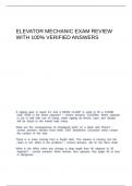 ELEVATOR MECHANIC EXAM REVIEW WITH 100&percnt; VERIFIED ANSWERS