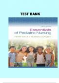 Essentials of Pediatric Nursing 5th Edition Kyle Carman Test Bank Questions with Complete Solutions