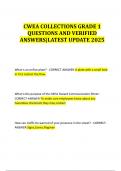 CWEA COLLECTIONS GRADE 1 QUESTIONS AND VERIFIED ANSWERS&vert;LATEST UPDATE 2025