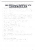 BUSINESS FINANCE QUESTIONS WITH CORRECT ANSWERS 2025