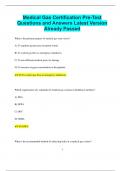 Medical Gas Certification Pre-Test Questions and Answers Latest Version  Already Passed