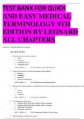 test bank for quick and easy medical terminology 9th edition by leonard all chapters