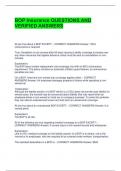 BOP Insurance QUESTIONS AND  VERIFIED ANSWERS