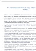 NY General Adjuster Test &lpar;10-70&rpar; Questions And Correct Answers