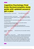 Cognitive Psychology Final Exam Review&vert;complete study guide with updated answers&vert;get a pass