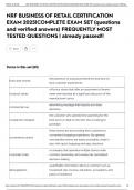NRF BUSINESS OF RETAIL CERTIFICATION EXAM 2025&vert;COMPLETE EXAM SET &lpar;questions and verified answers&rpar; FREQUENTLY MOST TESTED QUESTIONS &vert; already passed&excl;&excl;