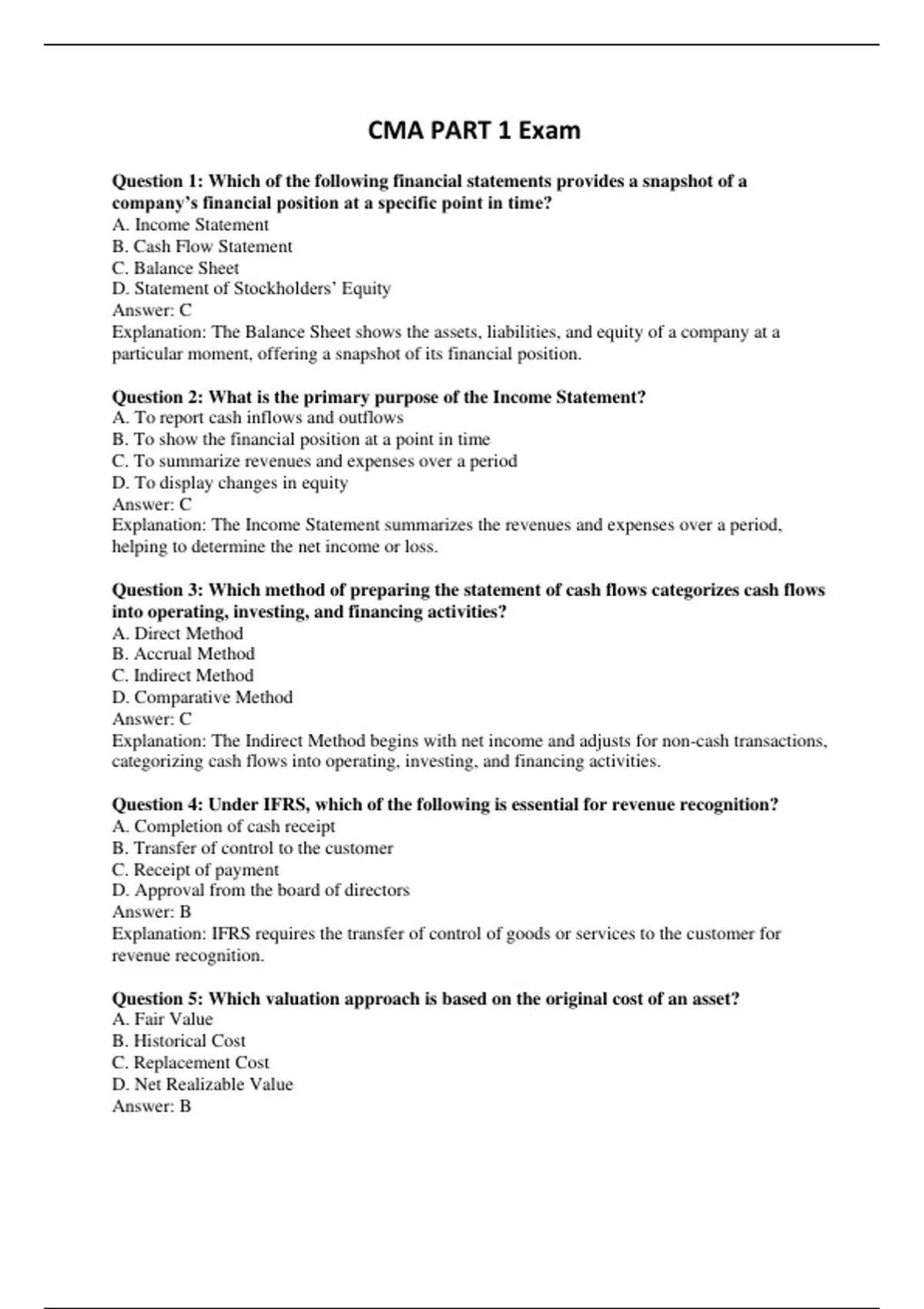 CMA PART 1 Exam - Computers - Stuvia US