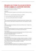 PHARM LECTURE EXAM QUESTIONS WITH CORRECT ANSWERS 2025