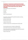 PHARMACY TECHNICIAN CERTIFICATION BOARD &lpar;PTCB&rpar; MEDICATION HISTORY CERTIFICATE &lpar;ACTUAL 2025&sol;2026&rpar; EXAM QUESTIONS AND VERIFIED ANSWERS