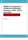 MNM3712 Assignment 1 &lpar;COMPLETE ANSWERS&rpar; Semester 1 2025 - DUE 3 April 18&colon;00PM 2025&semi; 100&percnt; correct solutions and explanations&period; 