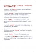 Alabama Fire College&colon; Fire Inspector 1 Questions and  Answers 100&percnt; Verified 