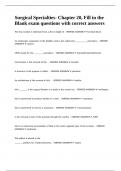 Surgical Specialties- Chapter 20&comma; Fill in the Blank exam questions with correct answers&period;