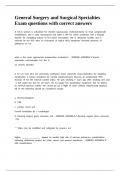 General Surgery and Surgical Specialties Exam questions with correct answers&period;