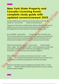 New York State Property and Casualty Licensing Exam&vert;complete study guide with updated answers&vert;newest 2025