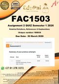 FAC1503 Assignment 2 &lpar;COMPLETE ANSWERS&rpar; Semester 1 2026 - DUE 26 March 2026