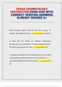 TEXAS COSMETOLOGY  INSTRUCTOR EXAM 2025 WITH  CORRECT VERIFIED ANSWERS  ALREADY GRADED A&plus; 