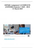 IOP2601 Assignment 2 &lpar;COMPLETE ANSWERS&rpar; Semester 1 2025 &ndash; DUE 31 March 2025
