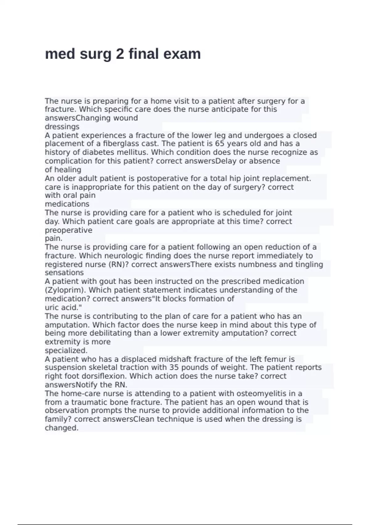 med surg 2 final exam with 100% correct answers 2025 - Med surg 2 fina ...