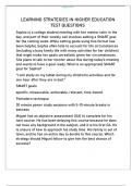 LEARNING STRATEGIES IN HIGHER EDUCATION  TEST QUESTIONS 