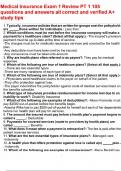 Medical Insurance Exam 1 Review PT 1 105 questions and answers all correct and verified A&plus; study tips