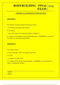 BODYBUILDING - FINAL EXAM QUESTIONS AND ANSWERS 2025