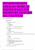 test bank for quick and easy medical terminology 9th edition by leonard all chapters