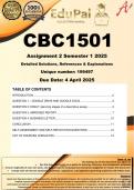 CBC1501 Assignment 2 &lpar;COMPLETE ANSWERS&rpar; Semester 1 2025 &lpar;199497&rpar; - DUE 4 April 2025