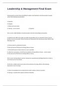 Leadership & Management Final Exam Questions And Correct Verified Answers Guaranteed Pass&period;