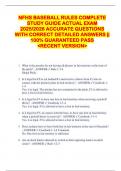 NFHS BASEBALL RULES COMPLETE  STUDY GUIDE ACTUAL EXAM  2025&sol;2026 ACCURATE QUESTIONS  WITH CORRECT DETAILED ANSWERS &vert;&vert;  100&percnt; GUARANTEED PASS   <RECENT VERSION> 