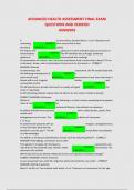 ADVANCED HEALTH ASSESSMENT FINAL EXAM  QUESTIONS AND VERIFIED  ANSWERS 