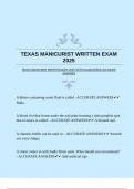 TEXAS MANICURIST WRITTEN EXAM 2025 WITH GUARANTEED ACCURATE ANSWERS