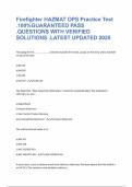 Firefighter HAZMAT OPS Practice Test &period;100&percnt;GUARANTEED PASS &period;QUESTIONS WITH VERIFIED SOLUTIONS &period;LATEST UPDATED 2025