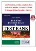 Test Bank for South-Western Federal Taxation 2024 Individual Income Taxes 47th Edition by by James C&period; Young&comma; Annette Nellen&comma; Mark Persellin  All 1-20 Chapters Covered &comma;Latest Edition