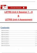 &lpar;2025 &sol; 2026&rpar; LETRS Unit 4 Sessions 1 to 8 Questions and Verified Rationalized Answers&comma; 100&percnt; Passing Score Guarantee
