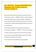 Soc 100 Final &ndash; Purdue 2024&sol;2025 Exam  Questions and Verified Answers &vert;  Already Graded A&plus; 