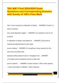 TAX 4001 Final 2024&sol;2025 Exam  Questions and Corresponding Answers  with Surety of 100&percnt; Pass Mark