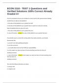 ECON 2110 - TEST 1 Questions and Verified Solutions 100&percnt; Correct Already Graded A&plus;